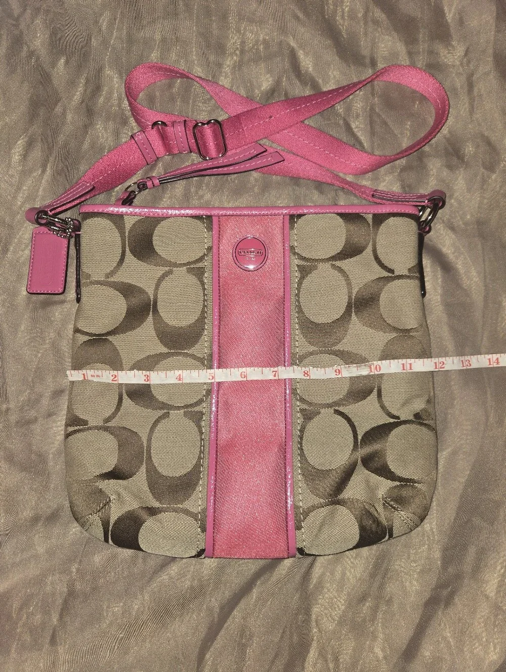 Coach Pink Trim Signature Crossbody Bag